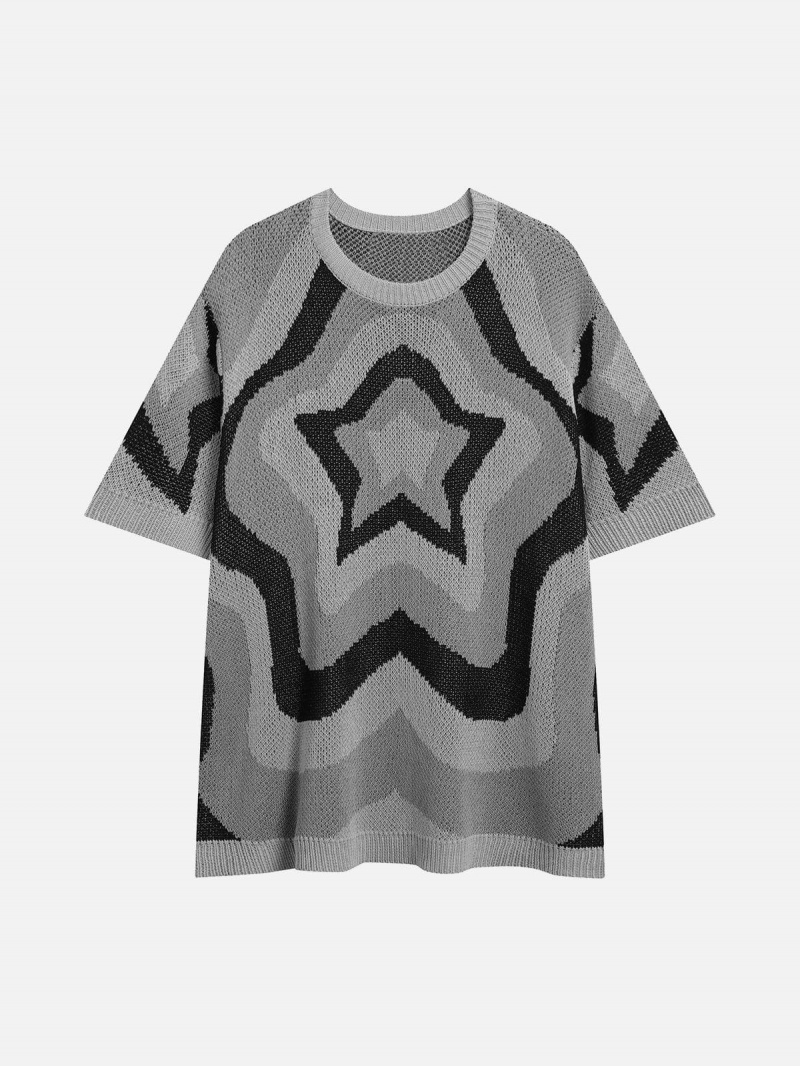 Bleu  T Shirts Aelfric Eden Knitting Cut-out Star Tee - UAQ-1952091